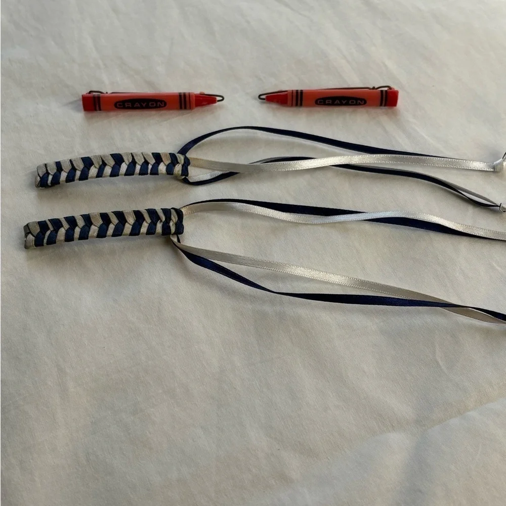 Pair of Crayon & Blue and White Wrapped Hair Clips. Y2K